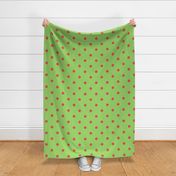 Extra large Polka dots Hot pink on Bright lime green 6 inch repeat