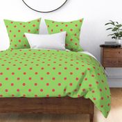 Extra large Polka dots Hot pink on Bright lime green 6 inch repeat