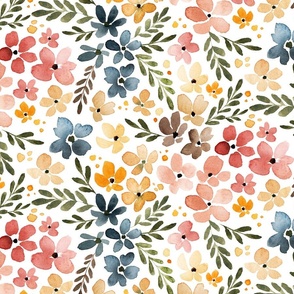 DITSY FLORAL BRIGHT ON WHITE-LARGE