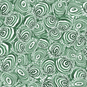 Green Swirls Emperor Fish Inspired Abstract Print;  Original painting inspired by the beautiful juvenile emperor fish. Hand painted in gouache and watercolor. Perfect for sophisticated decor with a bold, unique and modern look