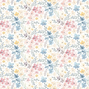 DITSY FLORAL FADED BLUE PINK ON WHITE-MEDIUM