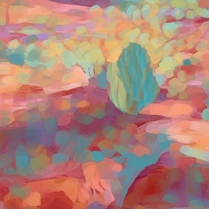 Sedona Scenery Abstract Pastel Painting - Desert Colors