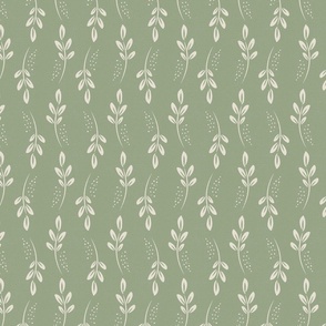  Leaf Vine Wavy Stripe MED~ Sage Green Pearl White  Stone 