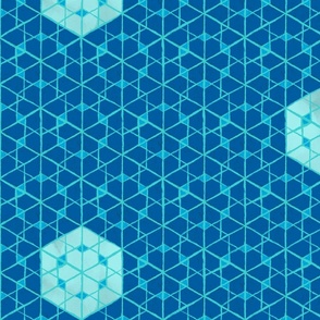 Isometric geometric geospace blue and teal