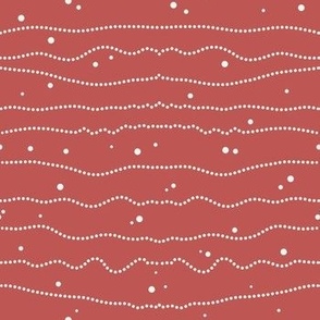 Pearl Garland  with Snow on Faded Red (7x7)