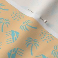 Turquoise Palms on Yellow - 1 inch