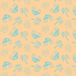 Turquoise Palms on Yellow - 1 inch