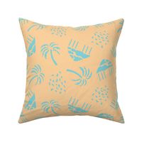 Turquoise Palms on Yellow - 3 inch