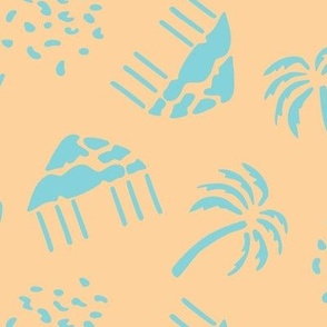 Turquoise Palms on Yellow - 3 inch