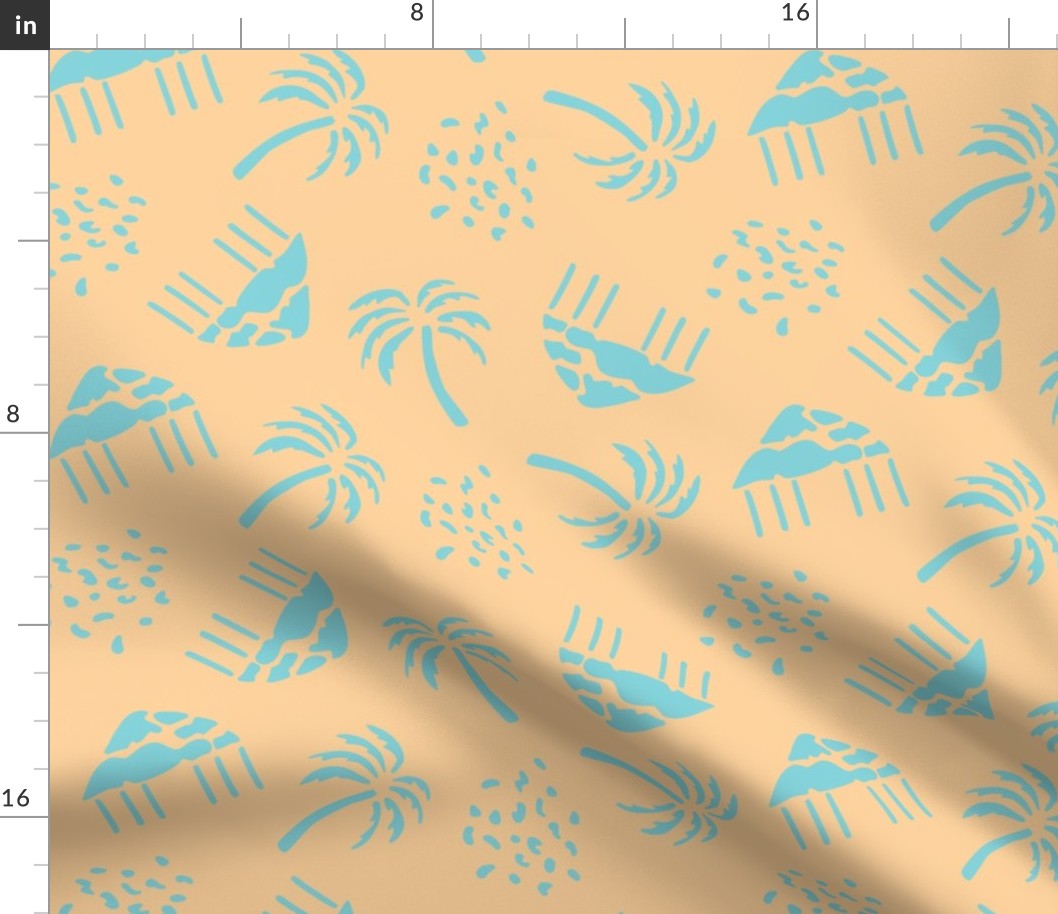 Turquoise Palms on Yellow - 3 inch