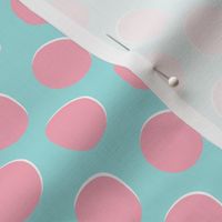 Pink Dots on Turquoise - 1 inch