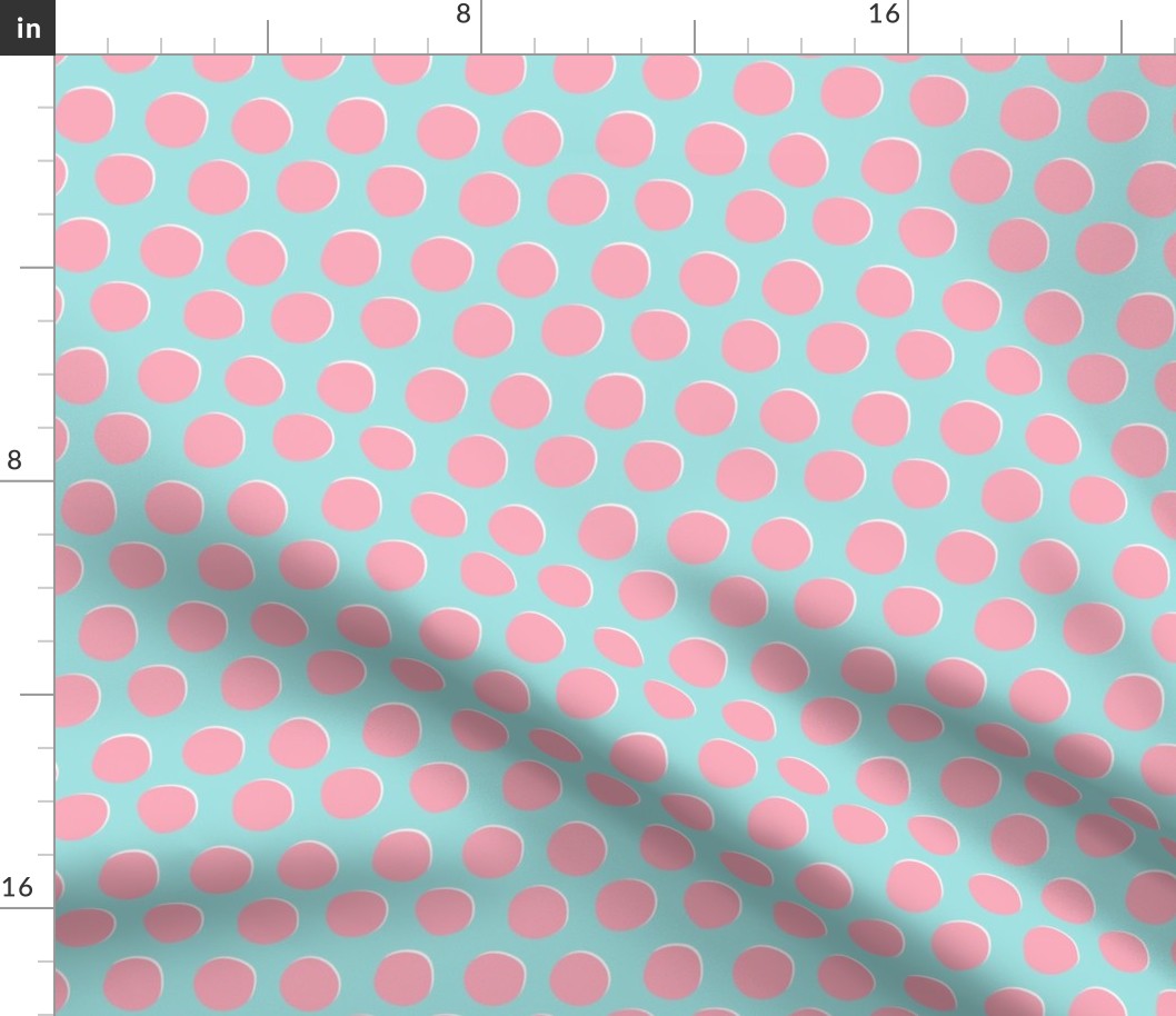 Pink Dots on Turquoise - 1 inch