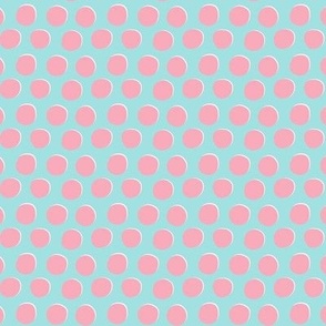 Pink Dots on Turquoise - 1/2 inch