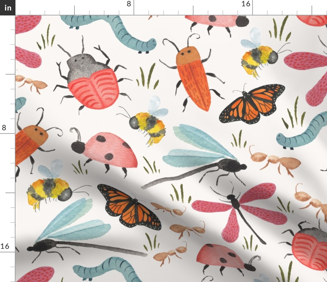 Watercolor doodlebugs - bugs and insects in bright colours for outdoorsy kids and critter fans