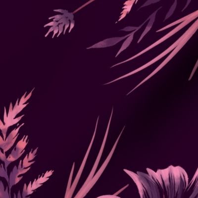 Parrot Tulips & Ferns - Purple - LARGE