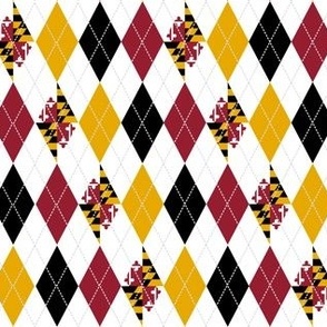 Maryland Flag Argyle with Black, Red & Yellow Diamonds - .75"w by 1.5"h - SMALL