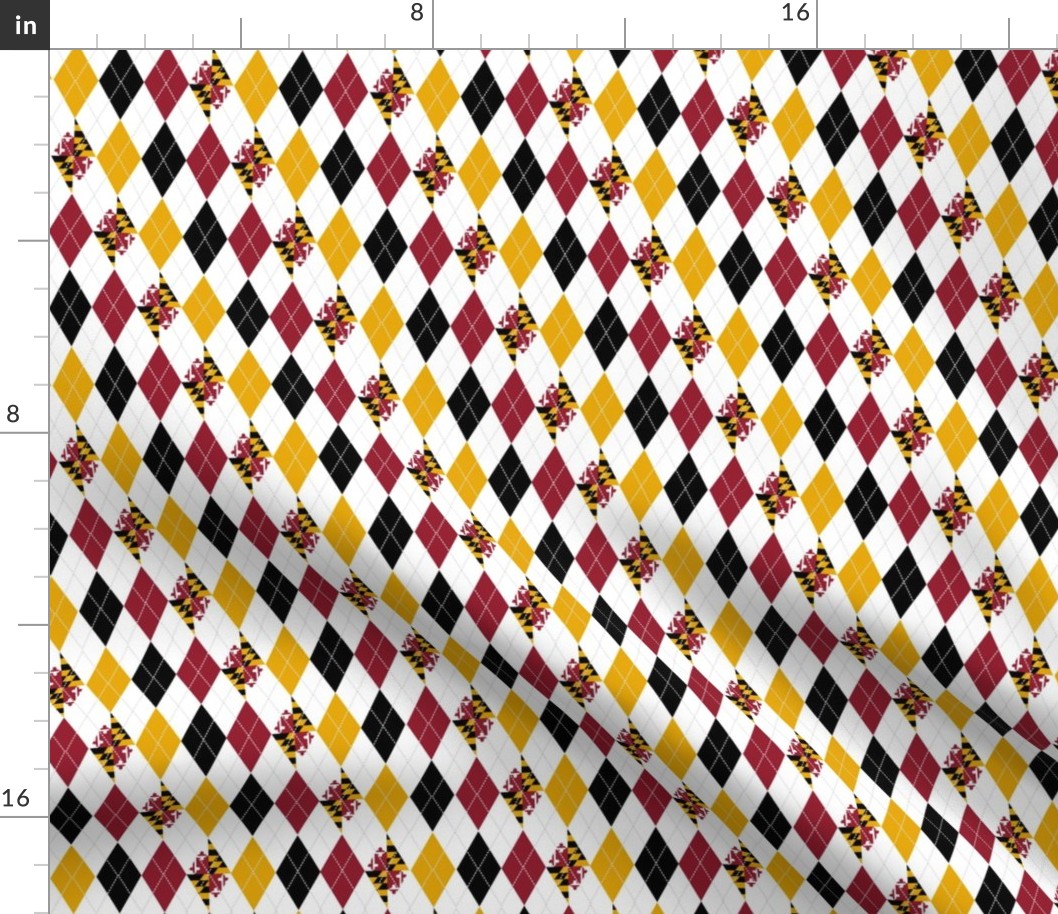 Maryland Flag Argyle with Black, Red & Yellow Diamonds - .75"w by 1.5"h - SMALL