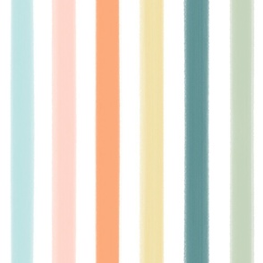 Rainbow Stripes / Large / Baby blue, Pink, Orange, Yellow, Olive green, Mint green