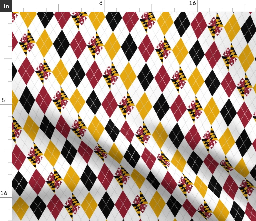 Maryland Flag Argyle with Black, Red & Yellow Diamonds- 1.33"w x 2.4"H Diamonds - MEDIUM