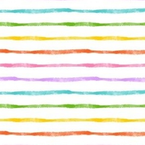 Small Scale Simple Watercolor Horizontal Stripes in Candy Rainbow Colors