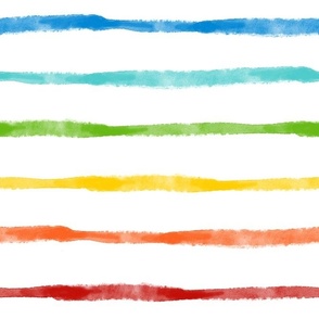  Large Scale Simple Watercolor Horizontal Stripes in Bright Rainbow Colors