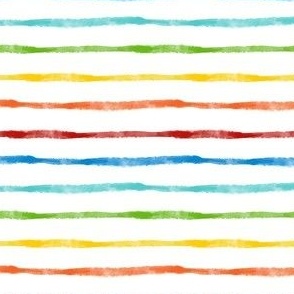 Small Scale Simple Watercolor Horizontal Stripes in Bright Rainbow Colors