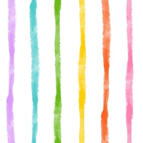 Large Scale Simple Watercolor Vertical Stripes in Candy Rainbow Colors