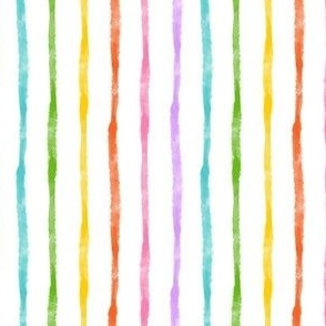 Medium Scale Simple Watercolor Vertical Stripes in Candy Rainbow Colors