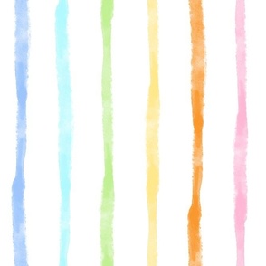 Large Scale Simple Watercolor Vertical Stripes in Pastel Rainbow Colors