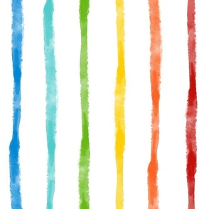 Large Scale Simple Watercolor Vertical Stripes in Bright Rainbow Colors