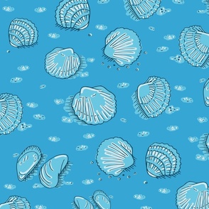 sea shells on brilliant cerulean | large