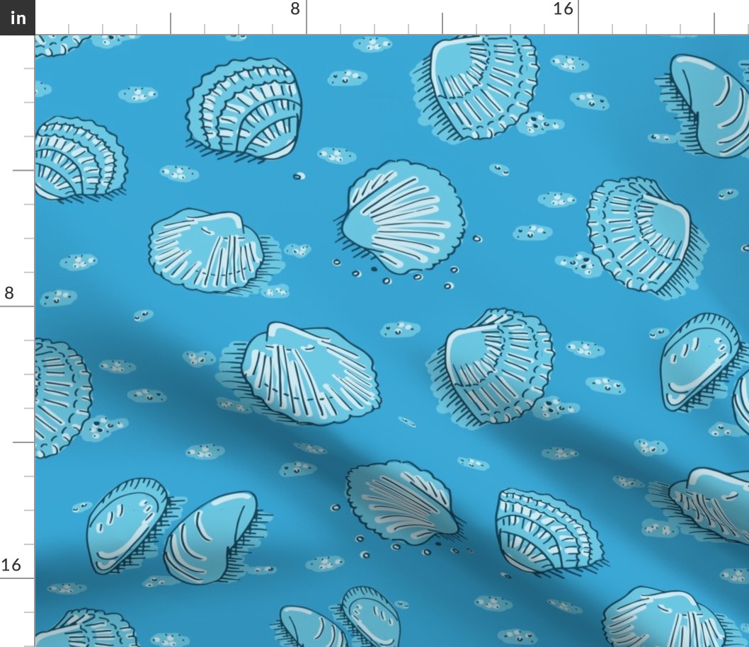 sea shells on brilliant cerulean | large