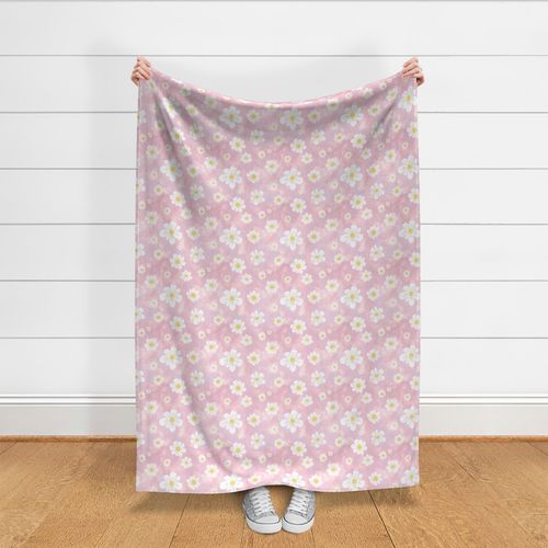 Cute white Daisies Floral Pattern on pink background