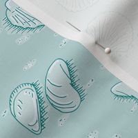 sea shells on greenish gray | medium