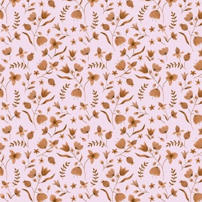 Watercolour ditsy florals-Pink and Caramel