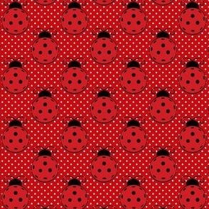 Small Scale Ladybug Pickleballs on Red Polkadots