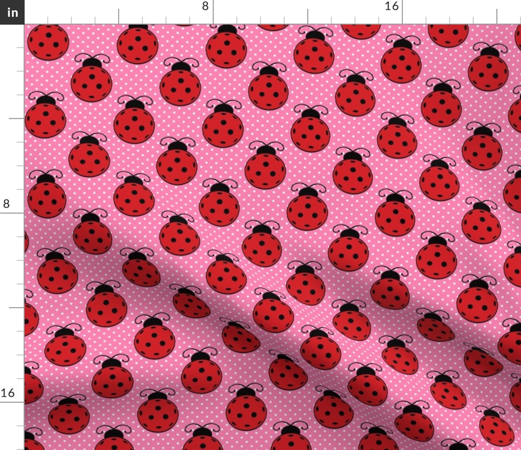 Medium Scale Ladybug Pickleballs on Pink Polkadots