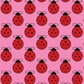 Small Scale Ladybug Pickleballs on Pink Polkadots