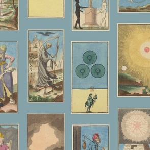 Vintage Tarot Cards Pastel Blue Background