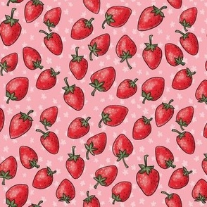 Strawberries on pink