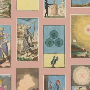 Vintage French Tarot Cards Pastel Background