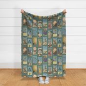 Vintage French Tarot Cards Turquoise Background