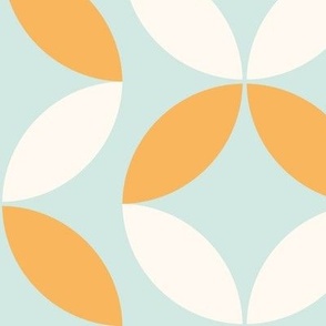 Mint Green and Mustard Abstract Geometric Flowers
