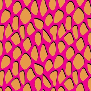 Abstract Marigold Orange Dimensional Stones on Hot Pink for Dopamine Dressing