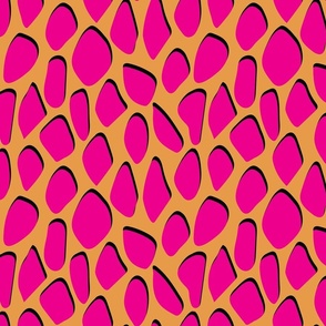 Large Scale Hot Pink and Marigold Orange Dimensional Abstract Spots for Dopamine Dressing