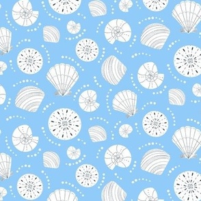 Shells || White Shells on Light Blue || Summer Cove Collection by Sarah Price