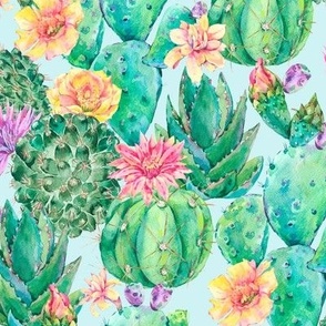 Naturally Tropical, Watercolor Cacti and Floral Delights
