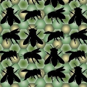 MagicMeadow Black Bees on Green Hive