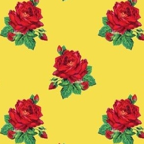 Red vintage roses on Illuminating Yellow - small