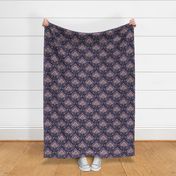 Boho Floral Tapestry soft pink, cocoa brown and deep purple palette medium Scale